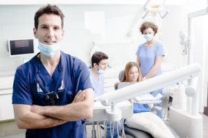 Dentist during a patient consultation