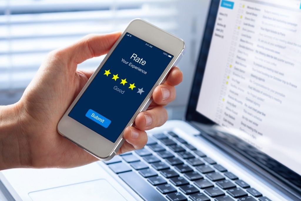 Online review and rating with stars
