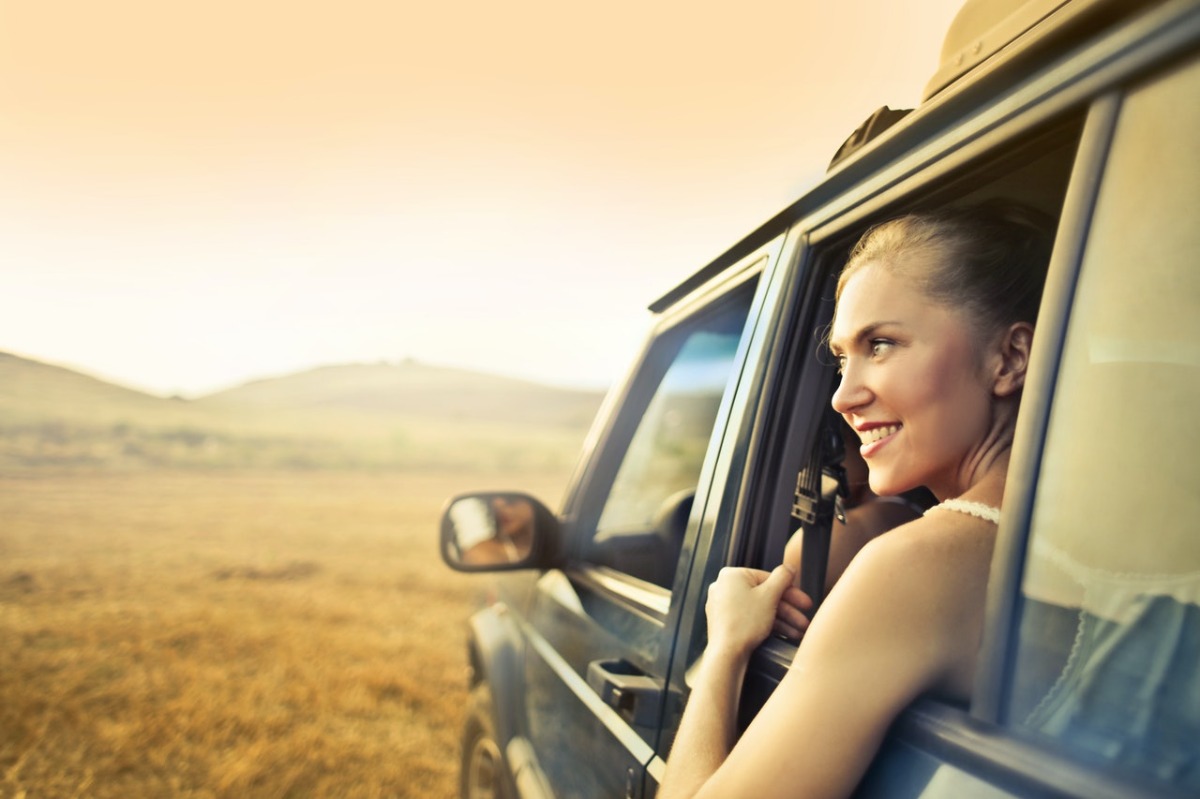 woman in a car