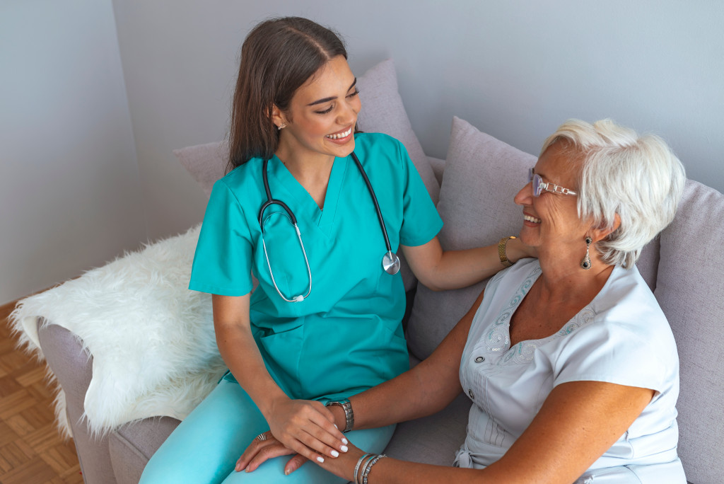 medical checkup of a senior patient