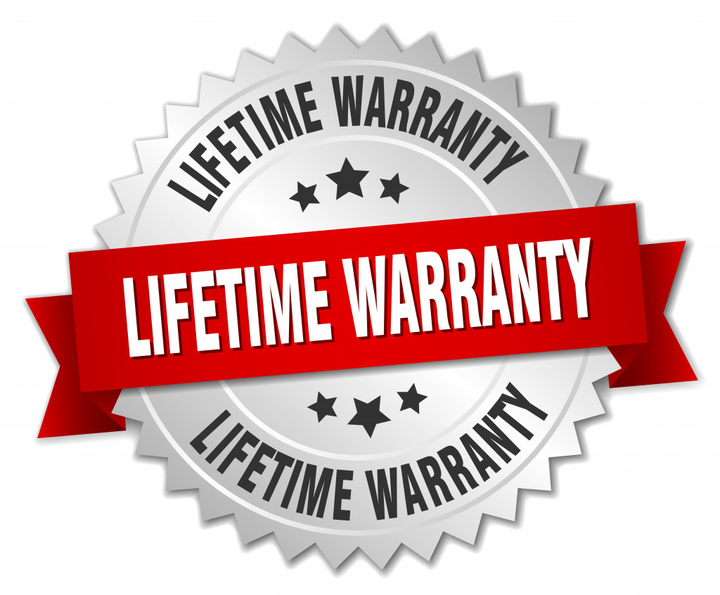 A red and silver Lifetime Warranty seal